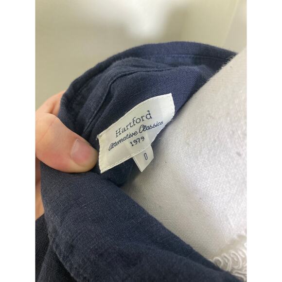 Hartford Navy Linen Long Sleeve Maxi button Up Dress Sz 0 - Picture 3 of 3